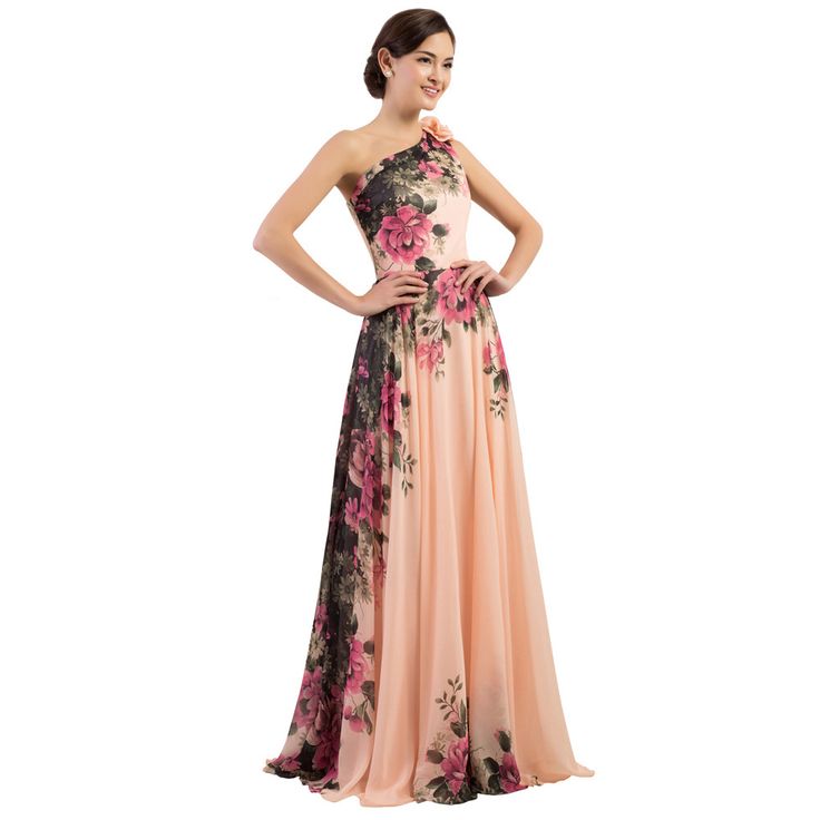 One Shoulder Long Printed Flower Evening Bridesmaid Dress - Uniqistic.com Bodycon Prom Dresses, Formal Long Dress, Unique Bridesmaid Dresses, Champagne Prom Dress, Unique Bridesmaid, Prom Dresses Jovani, Sweetheart Prom Dress, Vestidos Prom, Bridesmaid Wedding