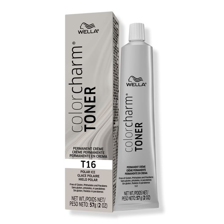 Colorcharm Permanent Crme Toner - PERM CREAM TONER 2OZ T16 POLAR ICEBenefitsTo be used with ONLY 10 volume developer (sold separately) , using 20 volume may cause uneven results and scalp sensitivity.*WELLA Colorcharm lightener + permanent toner vs. lightener alone.Finishing step to neutralizing warmth after lightening.Perfectly even tone from root to end.Developer is requiredFormulated WithoutAnimal-derived ingredients, parabens, gluten and phthalates. - Colorcharm Permanent Crme Toner Silver Hair Toner Sally Beauty, Toners For Gray Mashroom Brown Hair, Black Toner For Blonde Hair, Purple Hair Toner, T14 Toner, Toner Shades, Silver Hair Toner, White Hair Toner, Silver Toner