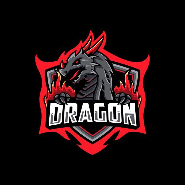 the dragon logo on a black background