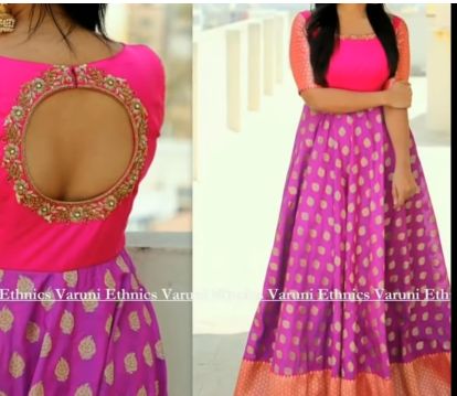 Floor Length Kurti Long Gown Neck Designs Indian, Back Neck For Long Frocks, Back Neck Designs For Frocks, Long Frock Back Neck Designs, Long Frock Neck Designs, Dress Necks, Frock Models, Fluffy Bed, Kalamkari Dresses