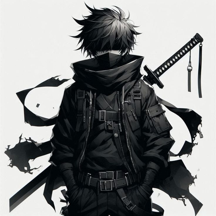 Angle Warrior, Danger Anime, Wolf Assassin, Demon Boy Oc, Boys Profile Pic, Anime Assassin, Emo Boy Art, Animation Character Drawings, Samurai Clothing