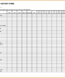 a spreadsheet for the history form