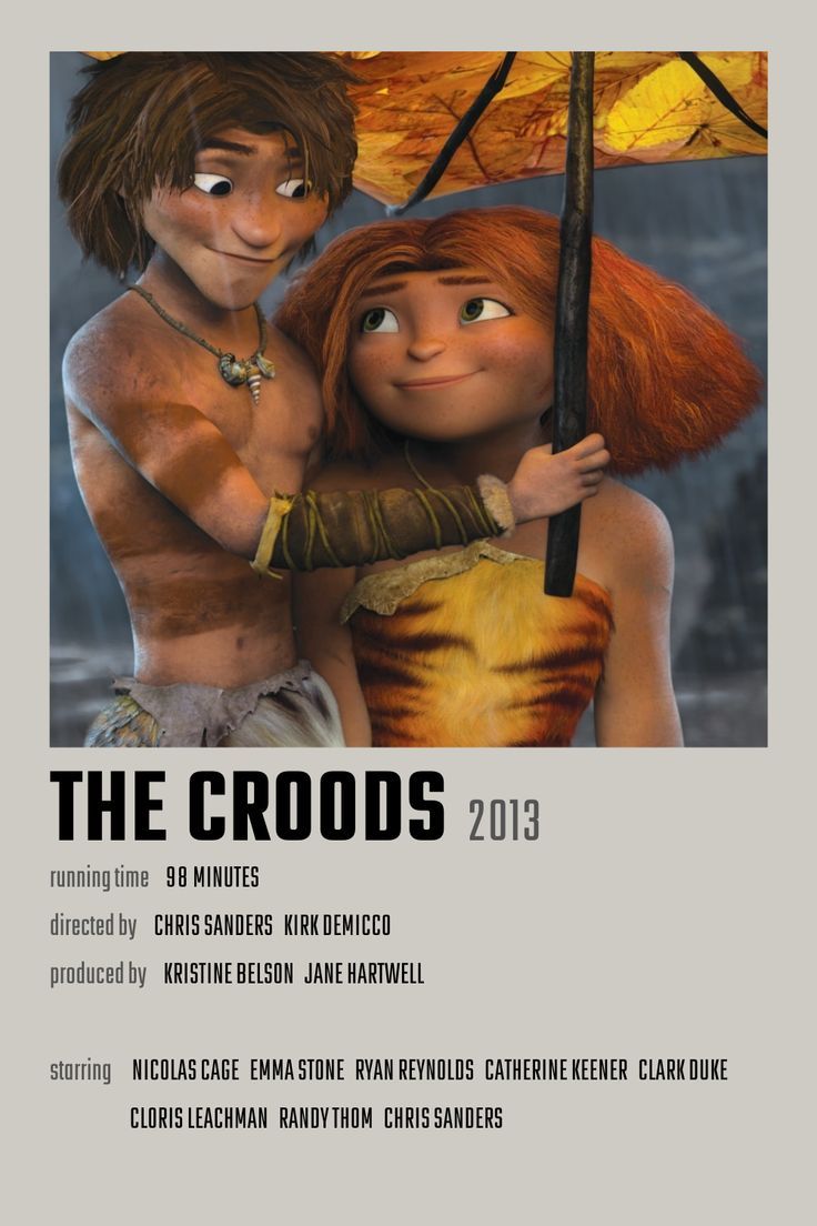 the croods movie poster with two people holding an umbrella in front of them