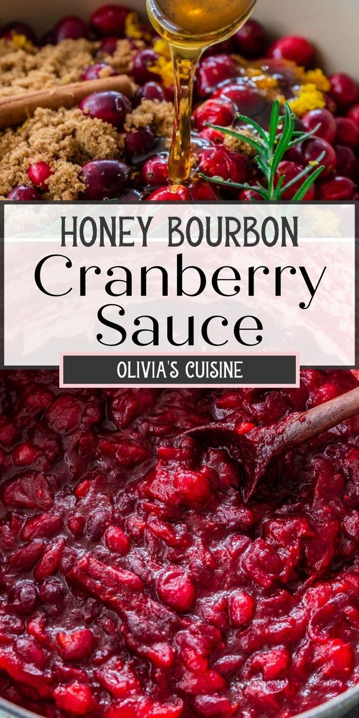 cranberry sauce being poured into a pot