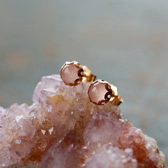 Ballerina Stud Earrings - Made Out of Rose Quartz and Gold Hypoallergenic Pink Gold Earrings Gift, Delicate Pink Gold Earrings As Gift, Dainty Pink Gold Earrings Gift, Rose Gold 14k Gold-filled Earrings Gift, 14k Gold Filled Rose Gold Earrings For Anniversary, Rose Gold 14k Gold Filled Earrings For Anniversary, Rose Gold 14k Gold-filled Earrings For Anniversary, Rose Gold 14k Gold Earrings Gift For Her, Rose Gold 14k Gold Earrings For Gifts