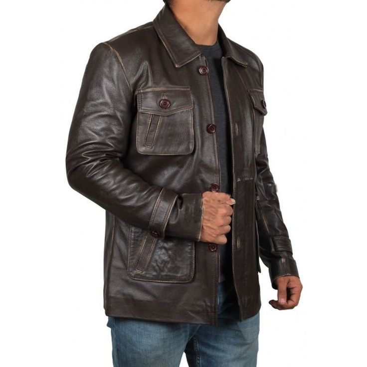 Description This Atlanta dark brown distressed leather jacket is 100% genuine leather, with viscose lining, button closure and belted adjusted cuffs to uplift the attire's appearance.It features four patch pockets with large red buttons and shirt style collar to give it an adventurous look. Material: Genuine Leather lined with Polyester Key Features: Zip Closure , Coat collar Style Pockets: Four External Patch Pockets and two inside pockets Color: Dark Brown Order Processing & Shipping The estim Brown Leather Jacket With Flap Pockets For Business, Business Brown Leather Jacket With Flap Pockets, Classic Brown Biker Jacket With Button Closure, Rugged Leather Jacket With Button Closure For Work, Brown Single Breasted Collared Leather Jacket, Brown Single-breasted Collared Leather Jacket, Brown Single Breasted Leather Jacket With Collar, Brown Leather Jacket With Snap Buttons And Lapel Collar, Rugged Brown Leather Jacket With Flap Pockets