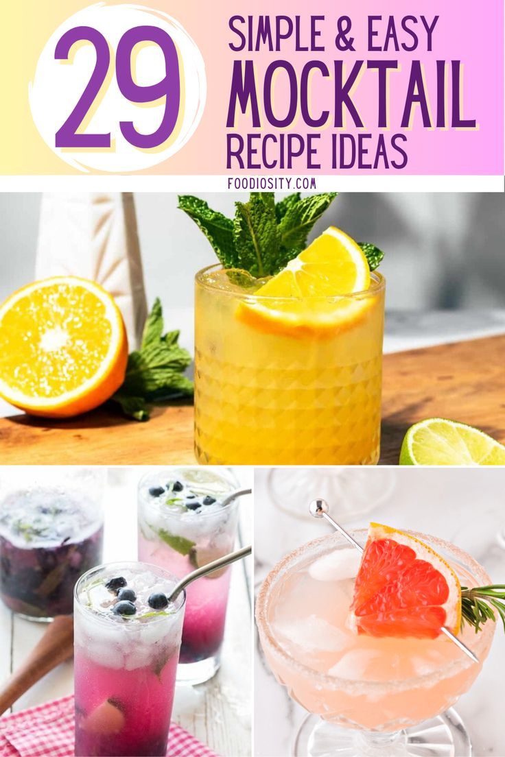 the cover of 29 simple and easy cocktail recipe ideas, including lemons, grapefruit