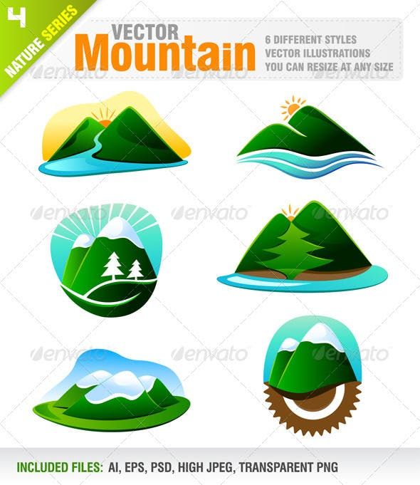 mountain icons set - miscellaneous business objects