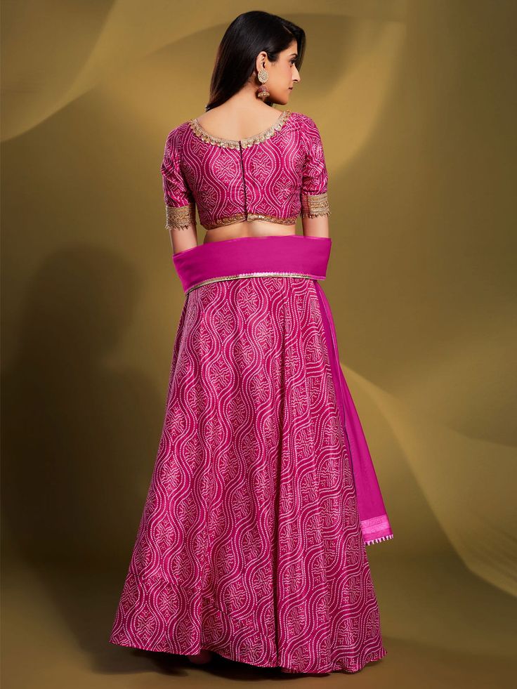 Rani crepe embroidered lehenga choli for celebrating upcoming festival celebration. Shop this superior lehenga choli which comes with Net blouse and Net dupatta. Navratri Reception Set With Traditional Drape, Eid Anarkali Choli With Zari Work, Traditional Drape Sets For Reception And Navratri, Semi-stitched Anarkali Choli With Cutdana, Dola Silk Sets With Cutdana For Reception, Anarkali Chanderi Choli For Diwali, Diwali Anarkali Choli In Chanderi, Sets With Dupatta For Reception During Navratri, Pink Cutdana Lehenga For Eid