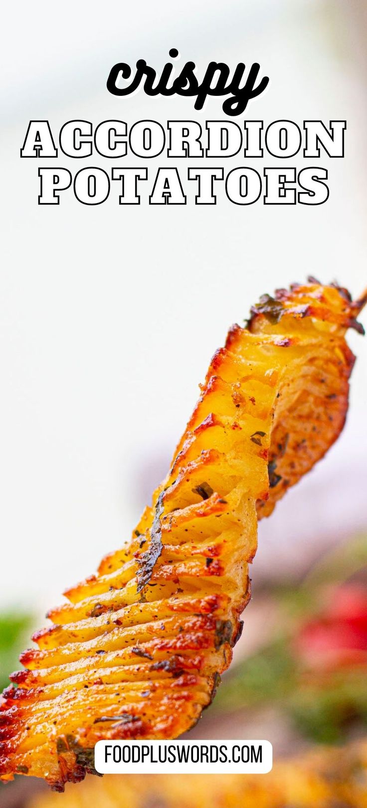 grilled pineapples on a skewer with text overlay that reads crispy aggordition potatoes