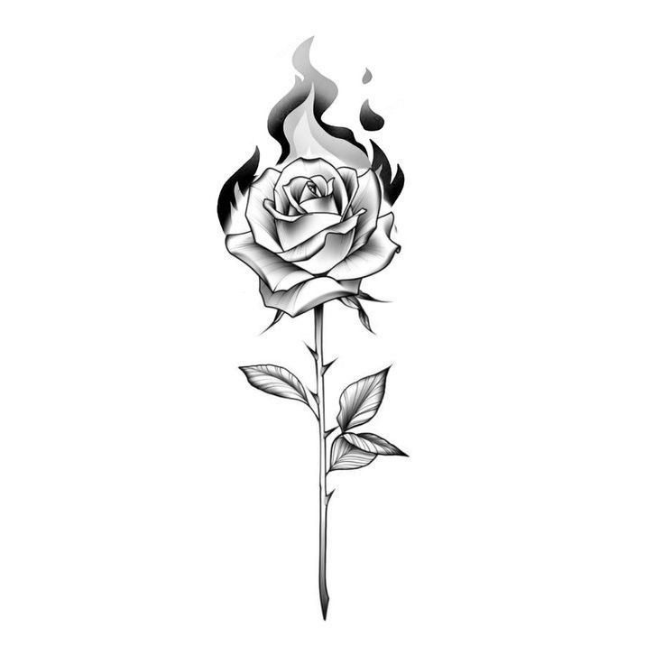 a black and white rose tattoo design