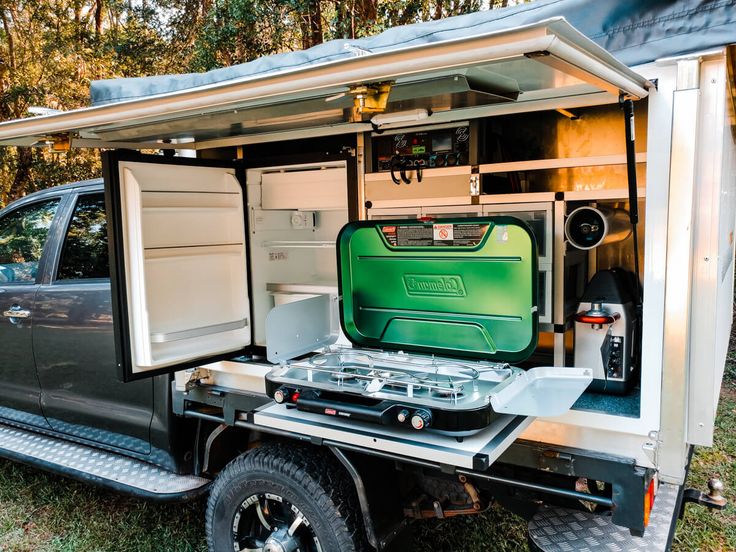 a truck with an oven in the back