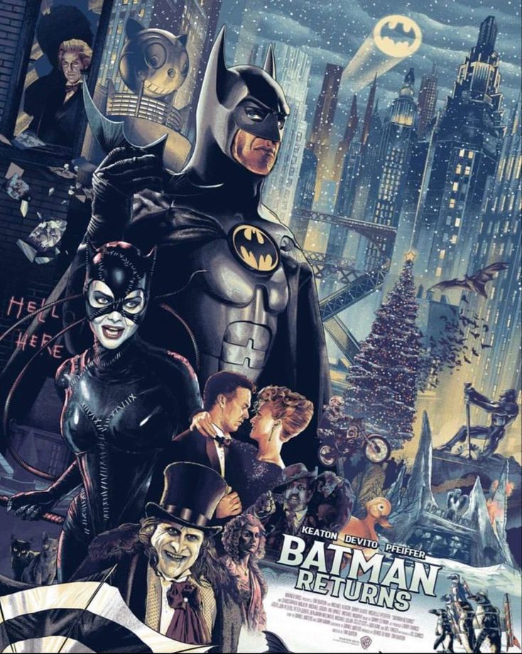 batman returns movie poster with the characters