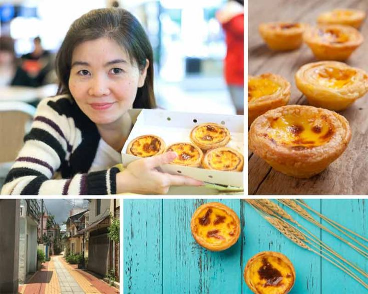 the collage shows different types of pastries, including oranges and other food