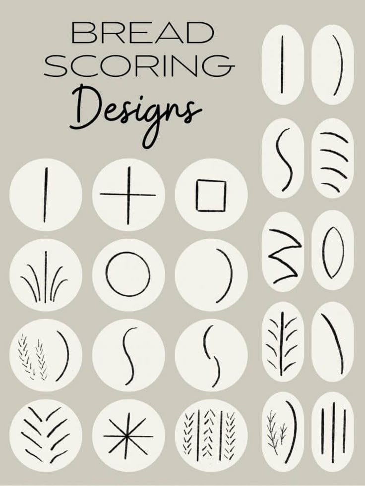 some type of hand drawn font and numbers on a gray background with the words bread scoring designs