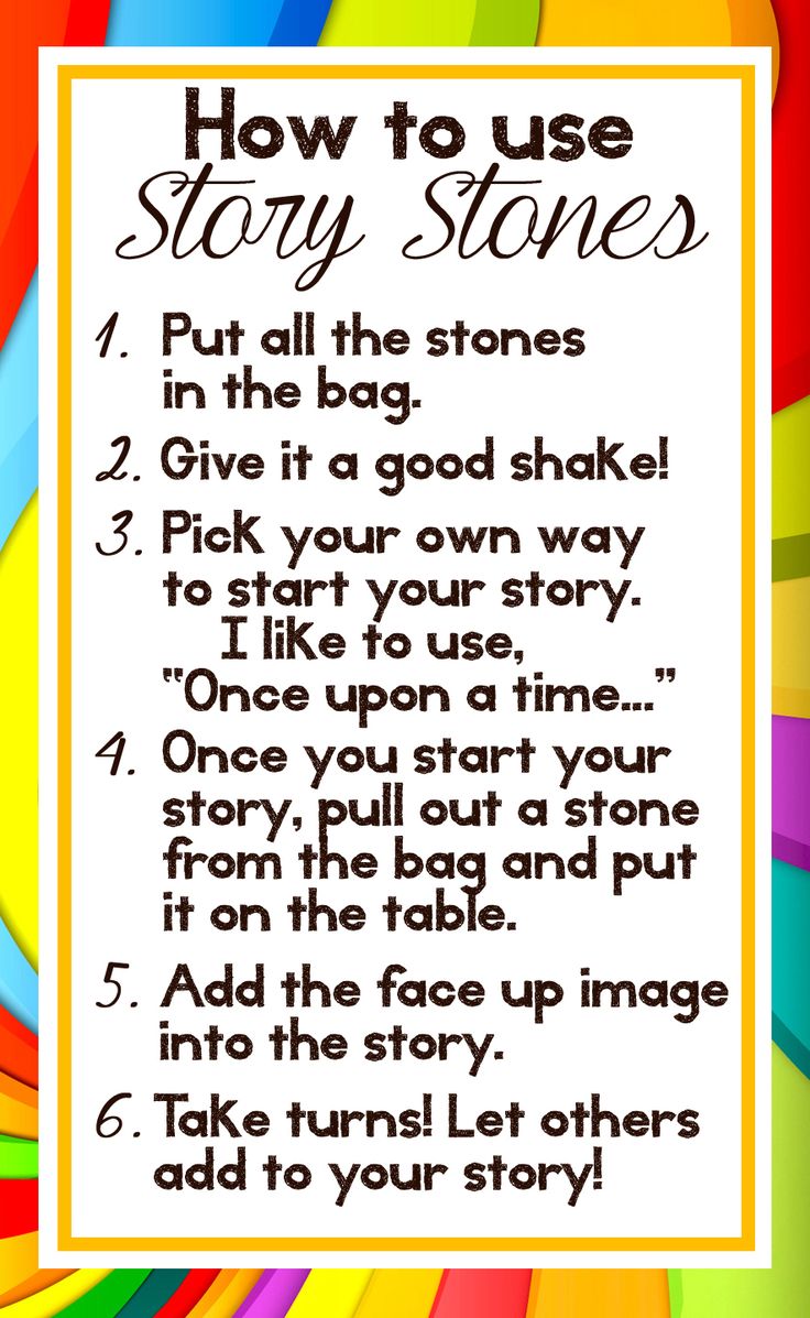 a poster with the words how to use story stones on it and an image of a rainbow