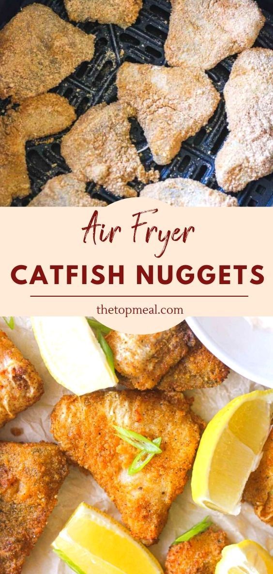 pieces of catfish in air fryer with lemon Cat Fish Air Fryer Recipes, How To Cook Catfish In Air Fryer, Catfish Pasta Recipes, Fried Catfish Air Fryer Recipes, Keto Catfish Recipes Air Fryer, Air Fryer Fish Nuggets, Catfish Filets In Air Fryer, Catfish Casserole Recipes, Air Fryer Fish Recipes Catfish