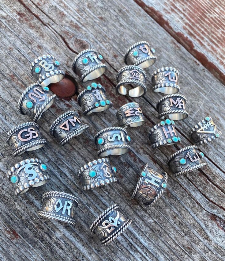 Brand Rings Western, Turquoise And Silver Bracelet, Custom Western Rings, Gifts For Western Women, Tj Maxx Jewelry, Country Jewelry Rings, Unique Turquoise Jewelry, Western Class Rings, Western Bracelets Cowgirl Jewelry