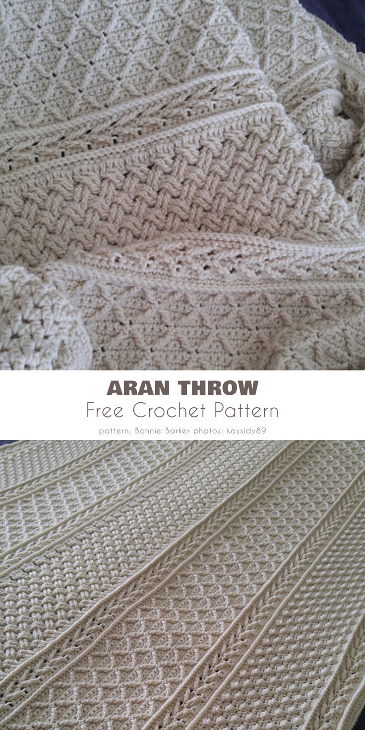 an afghan throw is shown with the text, free crochet pattern on it