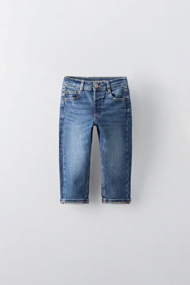 REGULAR FIT JEANS - Mid-blue | ZARA United States Zara Mid-rise Jeans With Five Pockets, Zara Denim Jeans With Five Pockets, Zara High Rise Jeans With Belt Loops, Zara Straight Leg Jeans With Belt Loops, Dark Wash Denim Jeans With Patch Pockets, Dark Wash Jeans With Patch Pockets, Zara Straight Leg Jeans With Pockets, Straight Leg Denim Jeans With Patch Pockets, Casual Denim Blue Jeans With Snap Buttons