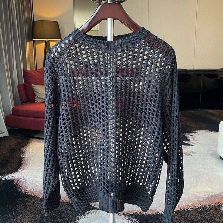 Aonga Cutout Knitted Top Size Bust Shoulder Sleeve Length Collar Width cm inch cm inch cm inch cm inch cm inch M 122.00  48.03  55.00  21.65�  55.00  21.65  67.00  26.38  17.00  6.69  L 126.00  49.61  57.00  22.44  57.00  22.44  69.00  27.17  18.00  7.09  XL 130.00  51.18  59.00  23.23  59.00  23.23  71.00  27.95  107.00  42.13  Note: Please according to your measurements choose your suitable size.Material: PolyesterType: LooseStyle: Casual Knitted Top, Orange Grey, Shoulder Sleeve, Green And Purple, Blue Yellow, Pink And Orange, Green And Grey, Knit Top, Men Sweater