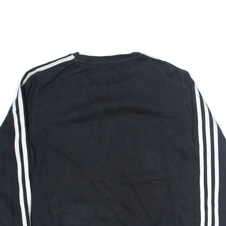 Item is in good used condition. >Size: M >Armpit To Armpit: 17" >Armpit To Cuff: 17" >Collar To Hem: 23" Black College Sweatshirt With Ribbed Cuffs, Varsity Black Sweatshirt For Sports Events, Three Stripes Sweatshirt For Sports Season, Black Athleisure Sweatshirt For Sports Events, Black Hip Hop Style Sweatshirt For College, Black Varsity Sweatshirt For Sports Season, Black Sportswear Sweatshirt For College, Cotton Sweatshirt With Three Stripes For Sports Season, Three Stripes Cotton Sweatshirt For Sports Season