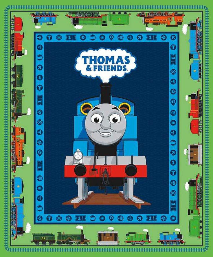 a thomas the train rug is on display