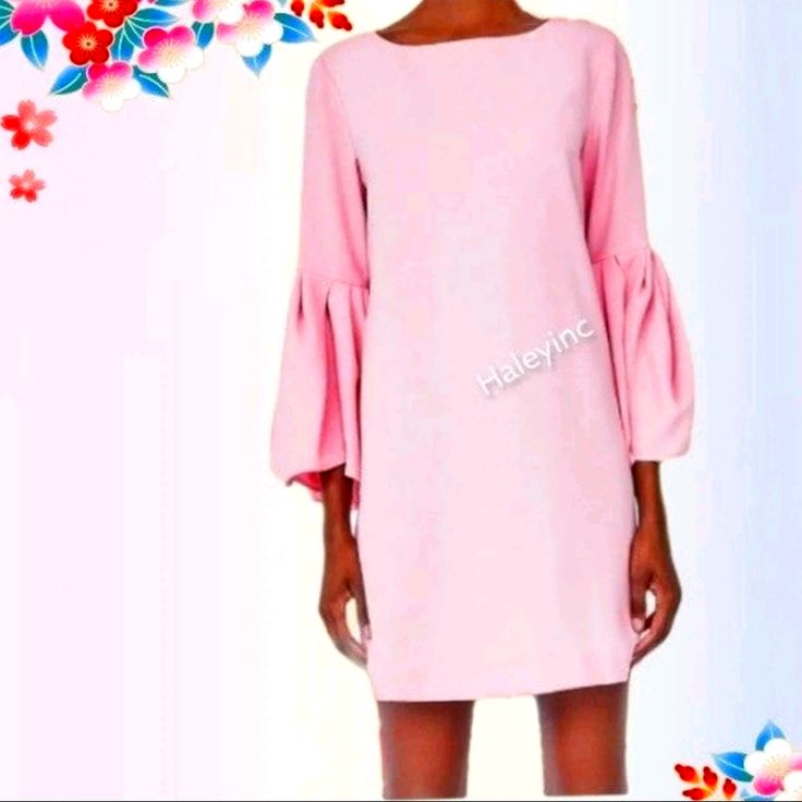 Pink Dress With Ruffle Sleeve A-line Dress With Pleated Sleeves For Brunch, Chic A-line Mini Dress With Pleated Sleeves, Summer Daywear Dresses With Bell Sleeves, Summer Bell Sleeve Dresses For Daywear, Chic A-line Long Sleeve Dress For Brunch, Pink Fitted Long Sleeve Spring Dress, Elegant Spring Mini Dress With Pleated Sleeves, Pink Fitted Long Sleeve Dress For Spring, Chic Long Sleeve Shift Midi Dress