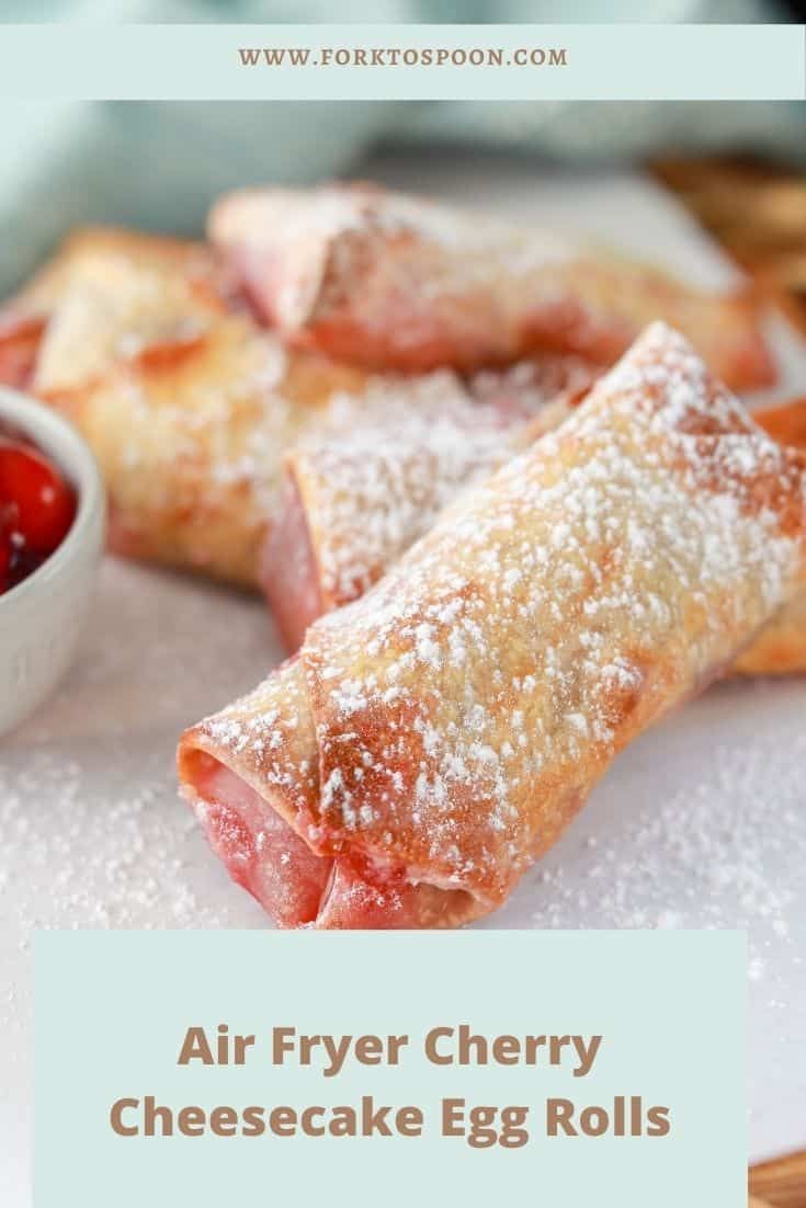 an air fryer cherry cheesecake egg rolls