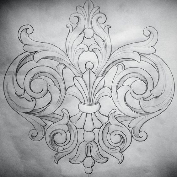 a drawing of an ornate design on paper