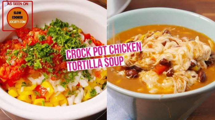 two pictures one with chicken and the other with tortilla soup