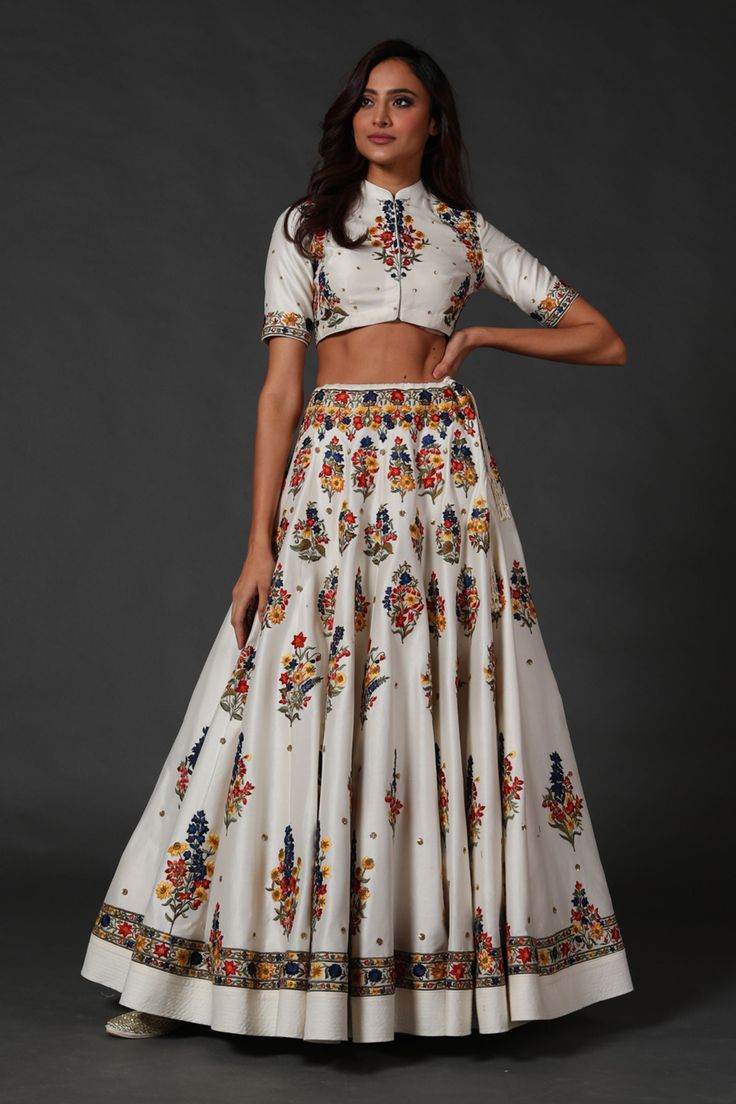 Rohit Bal-Ivory Chanderi Silk Lehenga Set-INDIASPOPUP.COM Luxury Cotton Lehenga With Unstitched Blouse, Luxury Chanderi Lehenga With Motifs, Luxury Semi-stitched Cotton Lehenga, Luxury Chanderi Choli With Embroidered Border, Luxury Cotton Lehenga For Women, Luxury Traditional Choli With Padded Blouse, Luxury Chanderi Choli For Festive Occasions, Luxury Cotton Lehenga For Wedding, Luxury Fitted Cotton Silk Lehenga