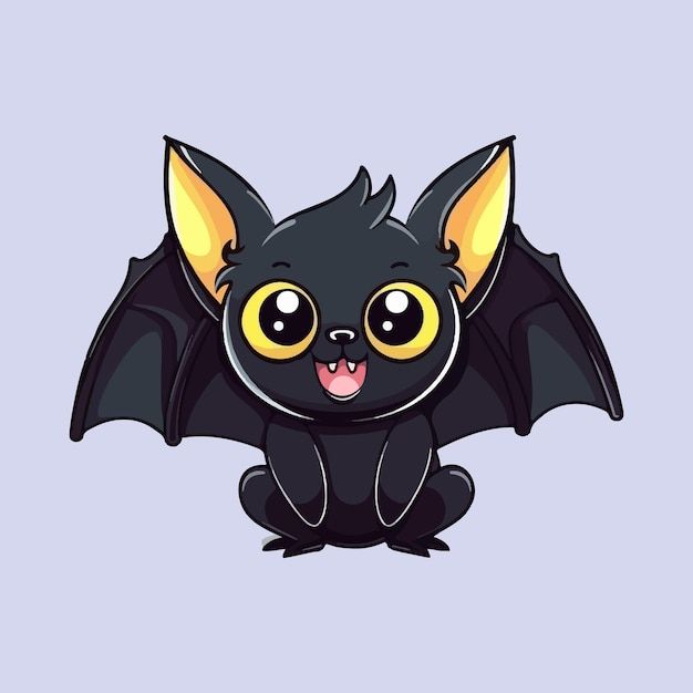 a bat with big eyes sitting on the ground