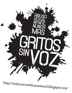 the gritos sin voz logo is black and white with splatters