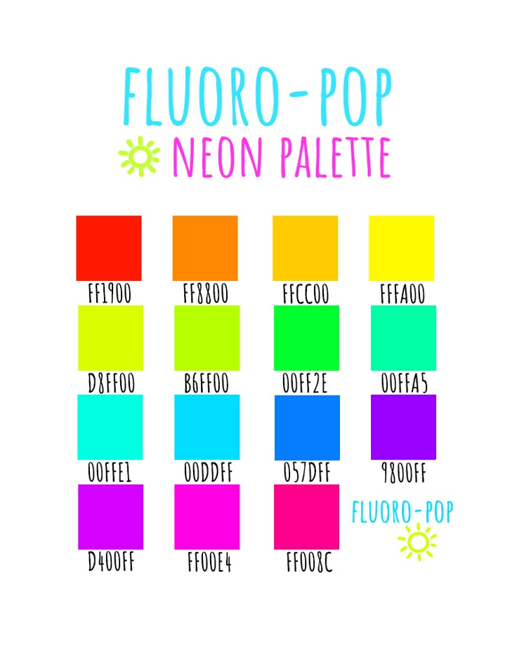 the color scheme for fluoro pop neon palette