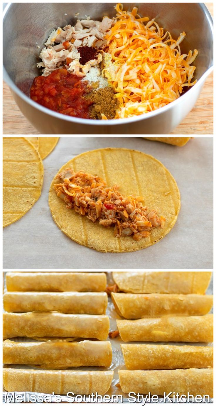 tortillas with shredded cheese, salsa and chicken are ready to go into the oven