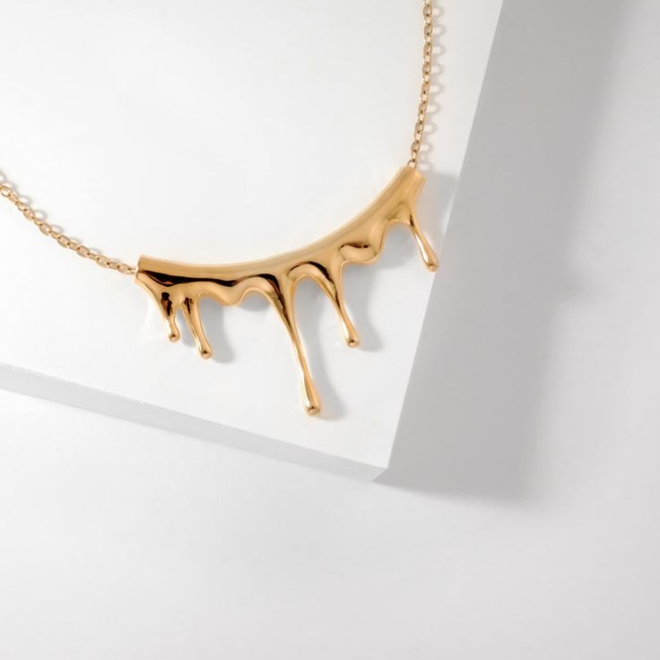 Rivulets Gold Necklace | MARIE JUNE Jewelry | Wolf & Badger Statment Necklace, Statement Necklace Gold, Necklace Aesthetic, Wearable Art Jewelry, Gold Statement Necklace, Statement Pendant, Gemstone Necklace Pendant, Choker Necklaces, Cuff Earrings