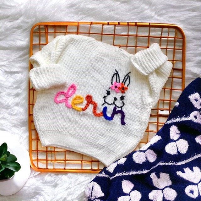 We are so excited to introduce the most interesting and comfortable customized embroidered sweaters for your little ones! A great baby shower, birthday gift, perfect option for family photos! Spring White Sweater With Embroidered Logo, Cute White Crew Neck Sweater, Playful White Cotton Sweater, Cute Cotton Sweater With Embroidered Logo, Cute Crew Neck Sweater With Embroidered Logo, Cute White Embroidered Sweater, Cute Crew Neck Birthday Sweater, Cute Crew Neck Sweater For Birthday, Cute White Sweater With Custom Embroidery