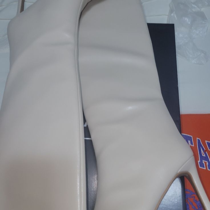 New Tall Boot Beige Synthetic Boots With Pointed Toe, Beige Pointed Toe Synthetic Boots, Cream Synthetic Pointed Toe Boots, Cream Pointed Toe Synthetic Boots, Cream Boots, Chinese Laundry Shoes, Tall Boot, Chinese Laundry, Tall Boots