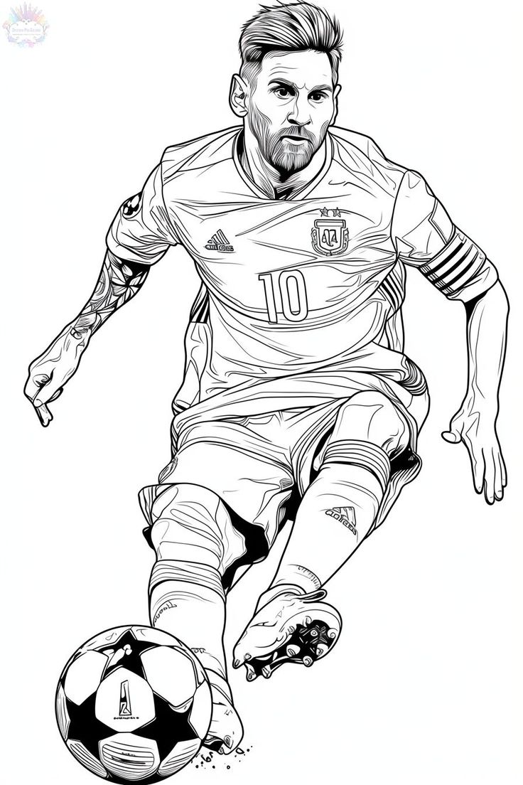 a soccer player with the ball in his hand, coloring pages for adults and children