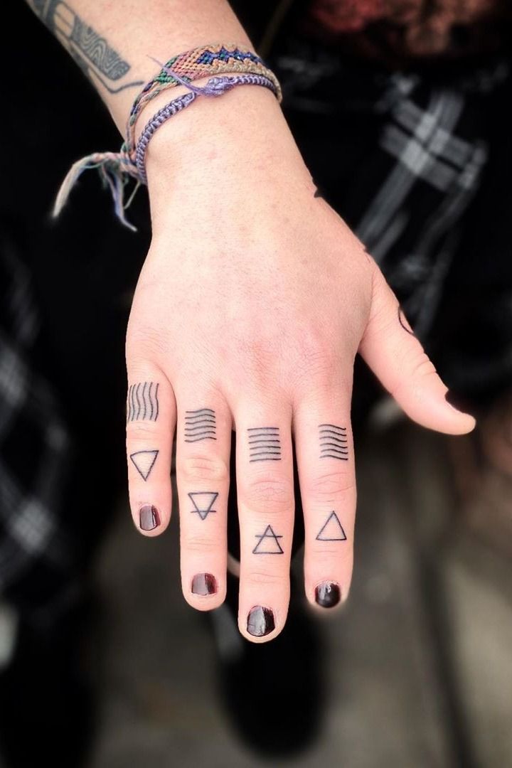 a woman's hand with tattoos on it