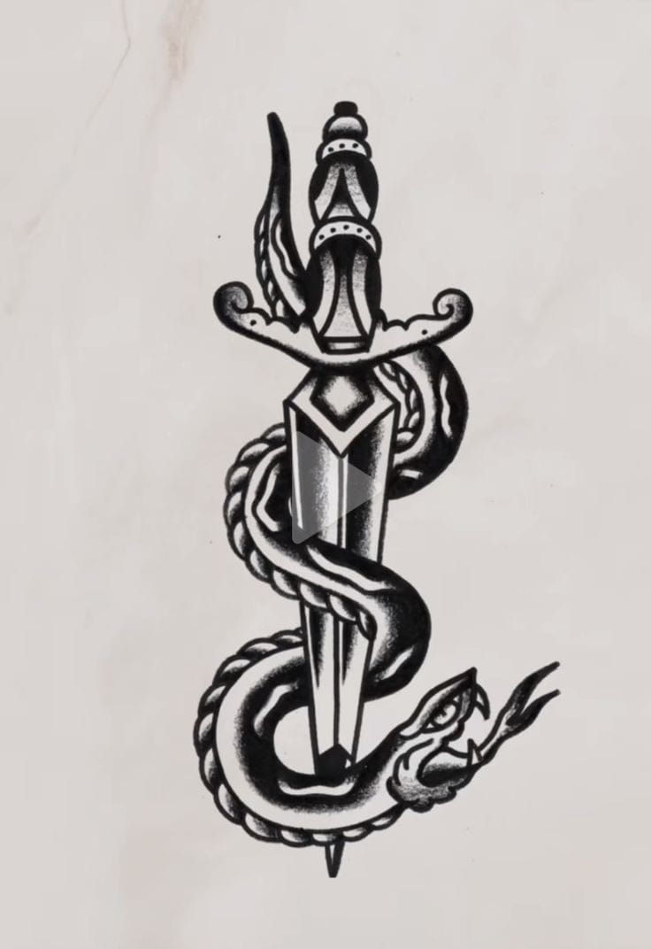 Hand Tattoo Traditional, American Traditional Dagger Tattoo, American Traditional Dagger, Traditional Tattoo Black And Grey, Snake And Dagger Tattoo, Traditional Tattoo Black And White, Traditional Dagger Tattoo, Traditional Hand Tattoo, Tattoo Font For Men