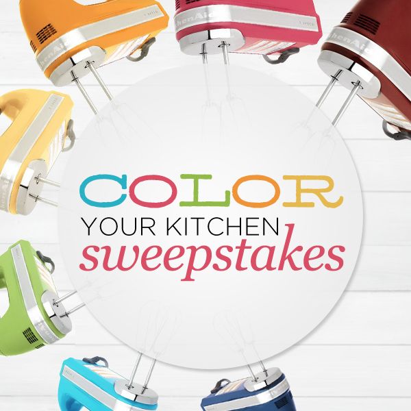 the words color your kitchen sweepstakes are surrounded by colorful suitcases in front of a white background