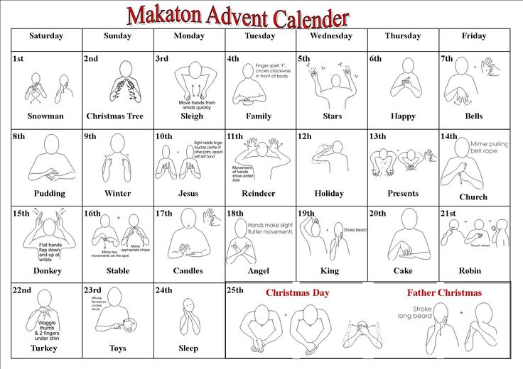 the makaton advert calendar is shown in black and white