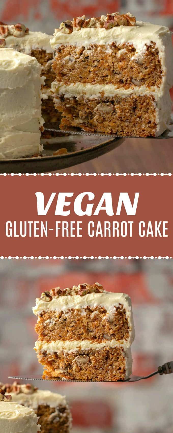 a slice of vegan gluten - free carrot cake on a plate