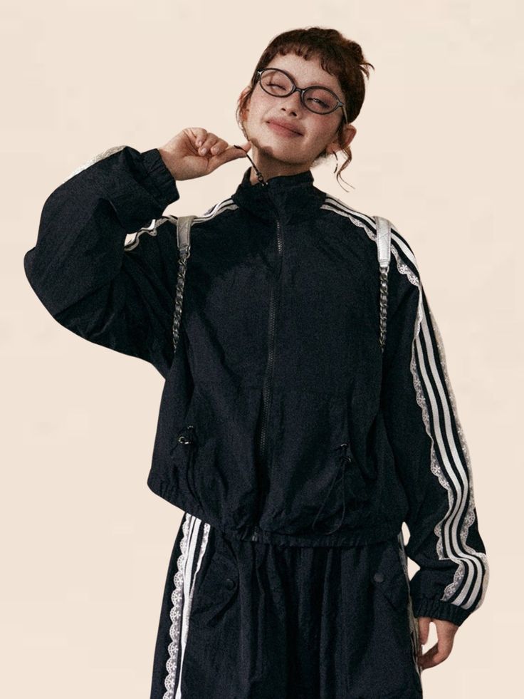 American Retro Three-Bar Sportswear Set-up – UrbanSheek Coat Black, Set Up, Black Skirt, Black Coat, Skirt Pants, Skirt Length, Coupon Code, Black Color, Fashion Inspo