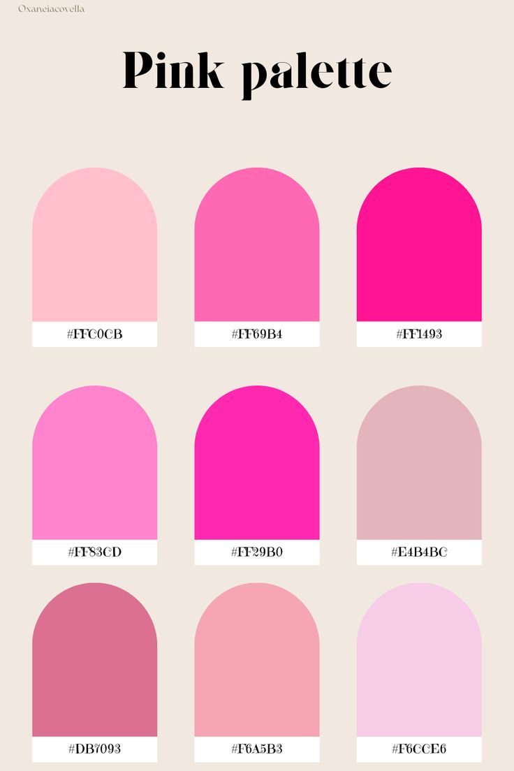 pink palette with different shades for each color and the text below it is in white