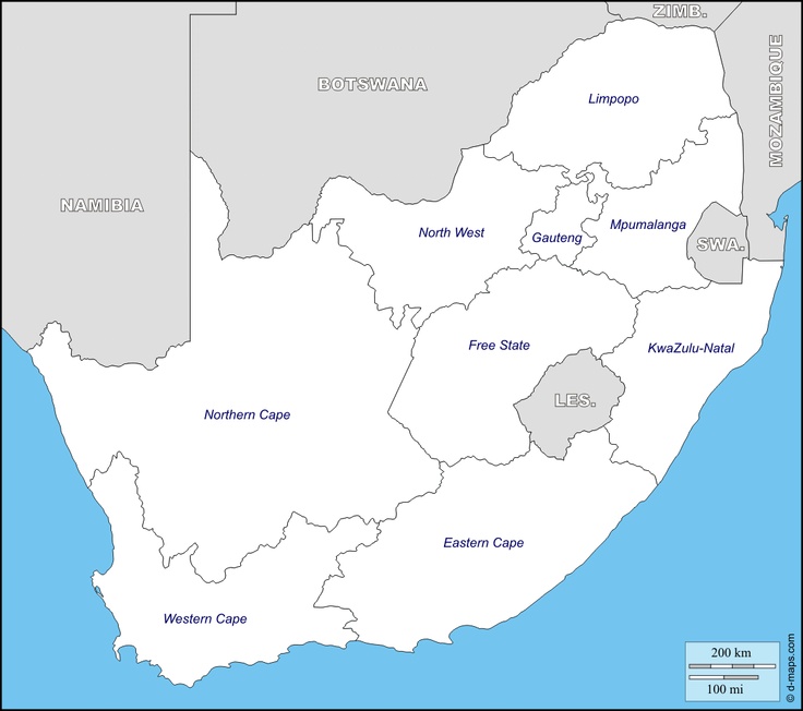 a map of the state of south africa with all its capital cities and major roads