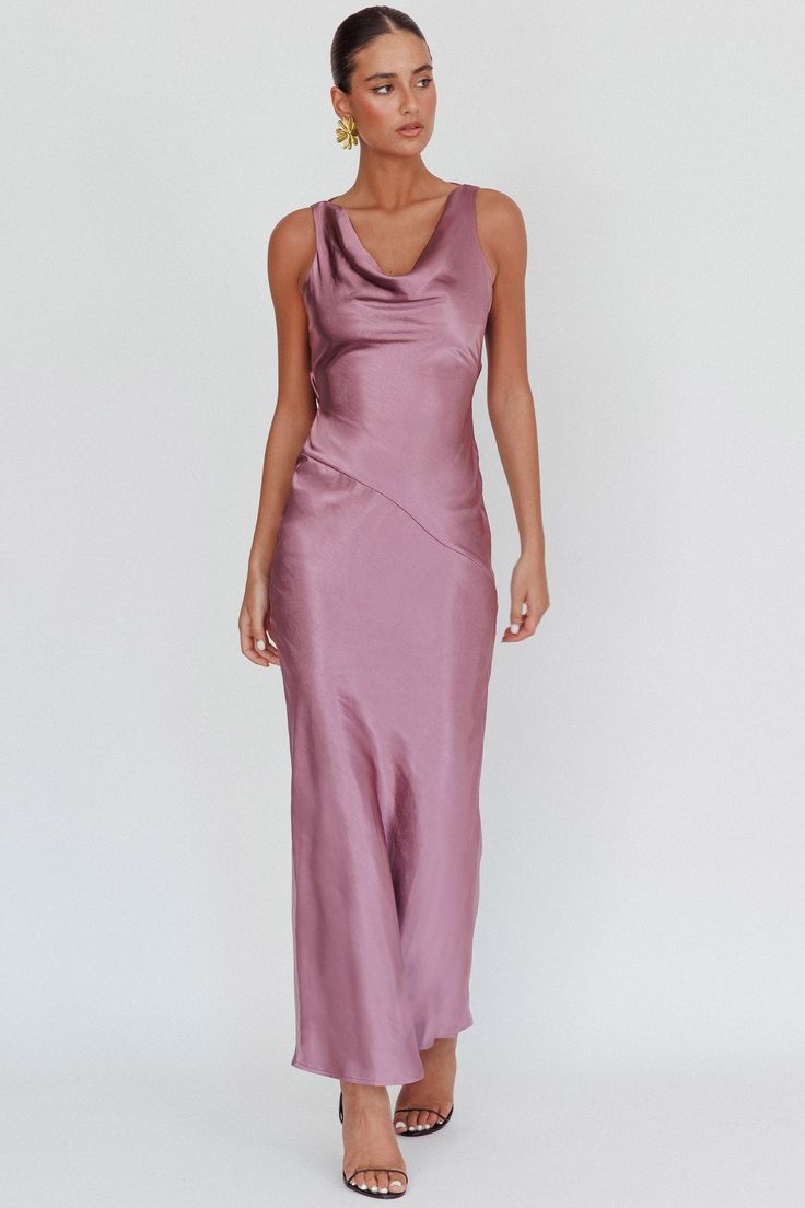 Satin maxi dress Cowl neck Backless with tie Invisible side zipper No lining You'll look like you just stepped straight off the red carpet in our gorgeous Cassiopeia dress. Featuring a cowl neckline and an open, draped back. It's perfect for a wedding or special birthday celebration. Team it with diamante heels and a clutch for a show stopping look. MODEL INFO Model is wearing size XS Height: 5'10" Bust: 36.0" Waist: 25.5" Hips: 33.0" CARE Hand Wash Cold. Do Not Iron. MATERIAL POLYESTER Pre-draped Cowl Back Maxi Dress For Evening, Pre-draped Maxi Dress With Cowl Back For Gala, Formal Pre-draped Maxi Dress With Cowl Back, Satin Cowl Neck Maxi Dress For Formal Occasions, Satin Maxi Dress With Cowl Neck For Formal Events, Chic Satin Maxi Dress With Cowl Neck, Formal Cowl Back Maxi Dress For Spring, Formal Satin Maxi Dress With Cowl Neck, Formal Spring Maxi Dress With Cowl Back