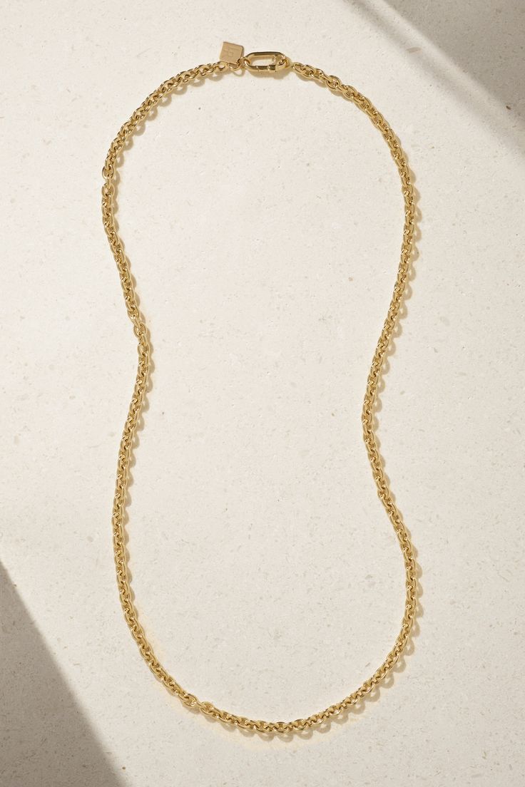 Lauren Rubinski's chain necklace is beautiful enough to wear on its own, but looks just as good layered with other styles or strung with a pendant. It's been expertly crafted in Italy from 14-karat gold and hangs long over your chest. 14k Gold Chain Necklace With Round Pendant, Gold Plated Link Chain Necklace Fine Jewelry, Classic Chain Necklace With Pendant For Formal Occasions, Classic Formal Pendant Chain Necklace, 14k Gold Cable Chain Necklace With Round Pendant, Everyday Timeless Necklace With Delicate Chain, Classic Pendant Chain Necklace For Formal Occasions, Classic Gold Chain Pendant Jewelry, Gold Oval Link Diamond Necklace